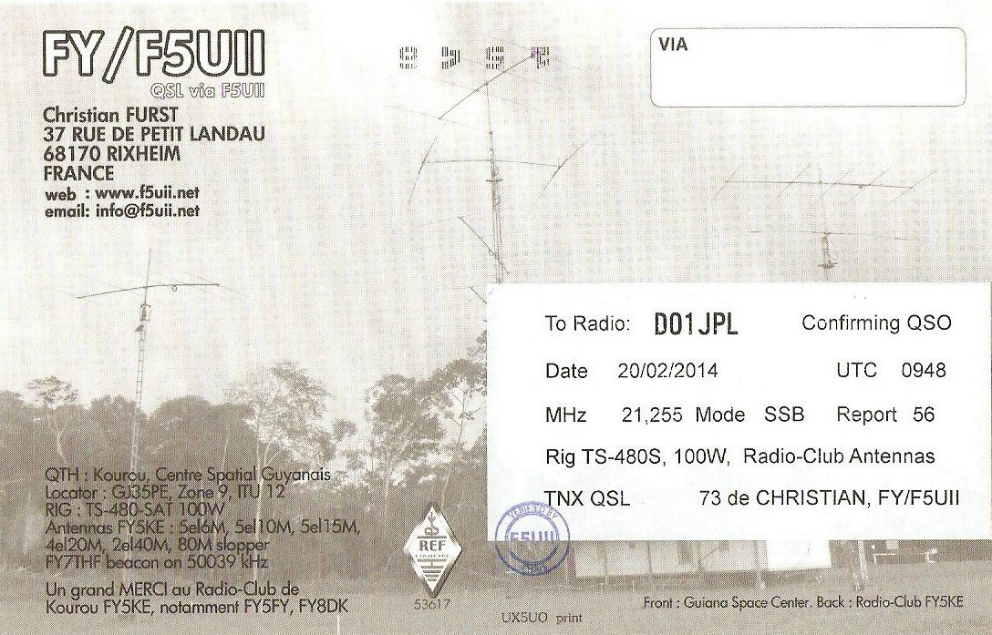 QSL-Karte: FY/F5UII