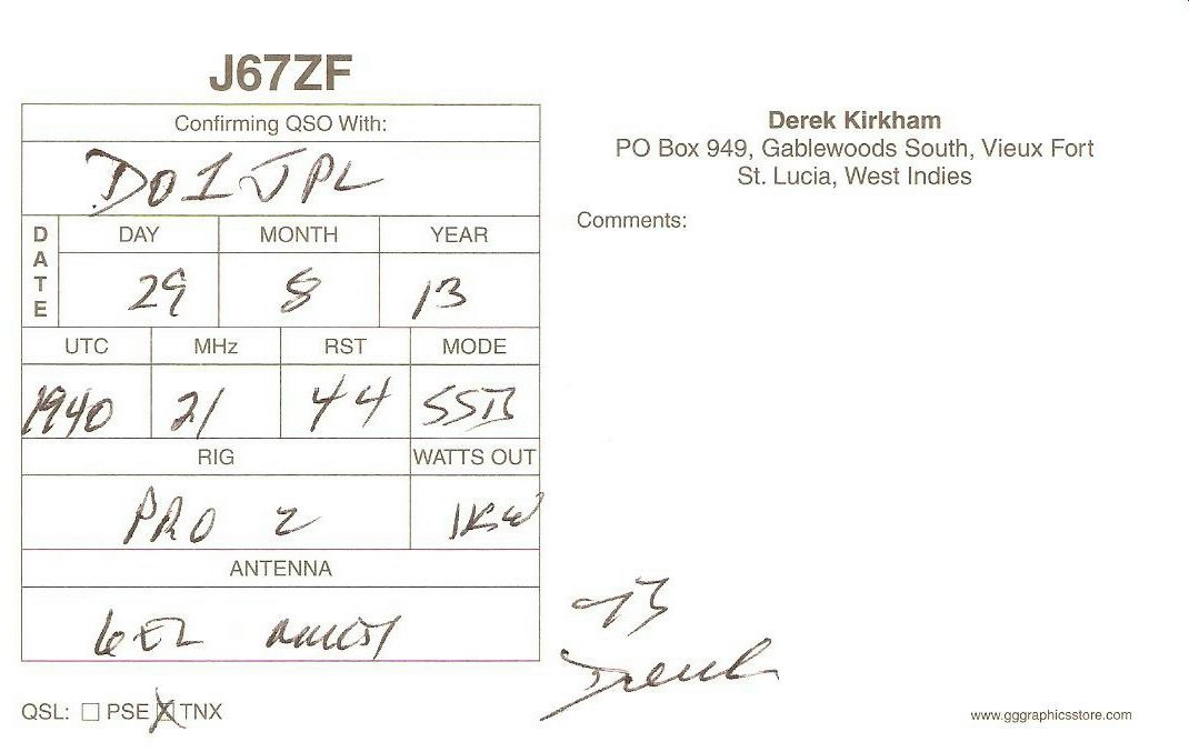 QSL-Karte: J67ZF