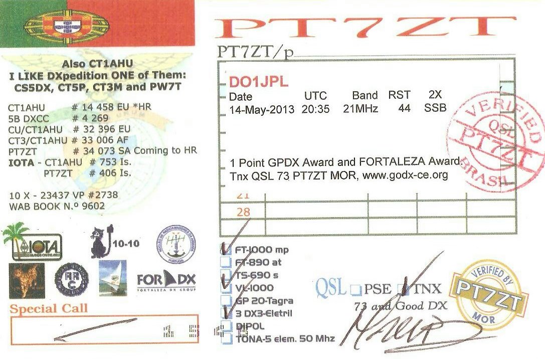 QSL-Karte: PT7ZT