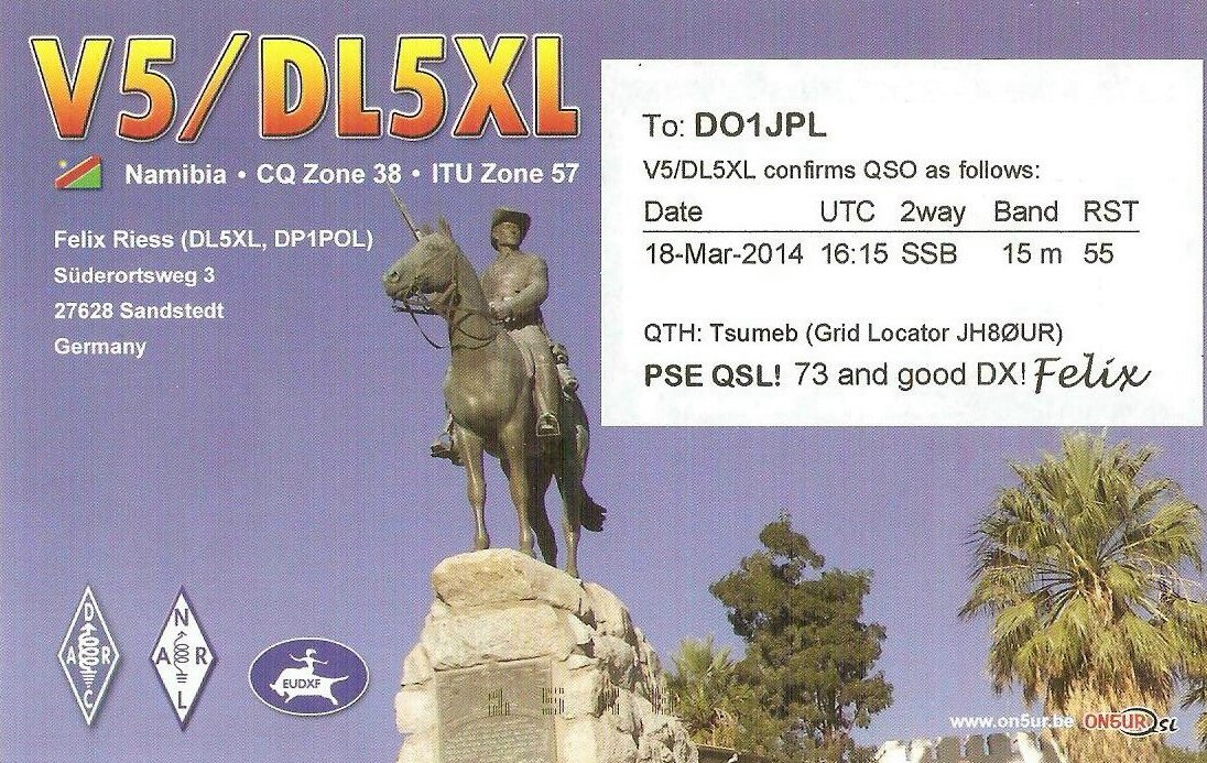 QSL-Karte: V5/DL5XL