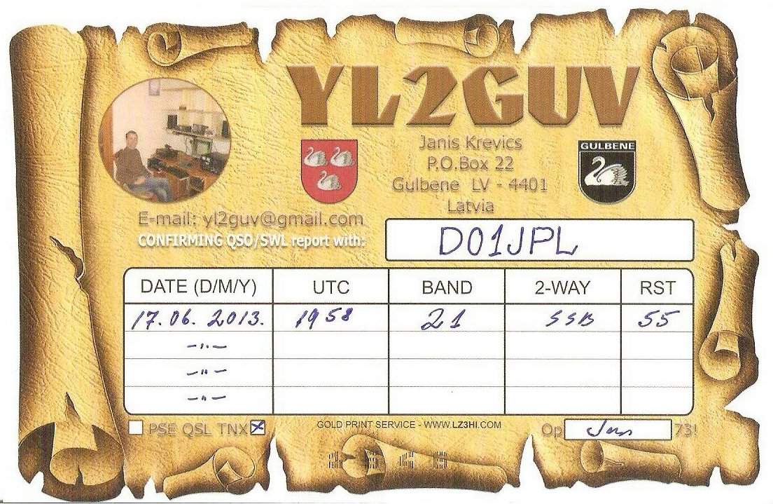 QSL-Karte: YL2GUV